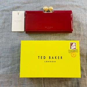Ted Baker London Kimmiko Etched Bobble Patent Matinee Purse in Oxblood NWT
